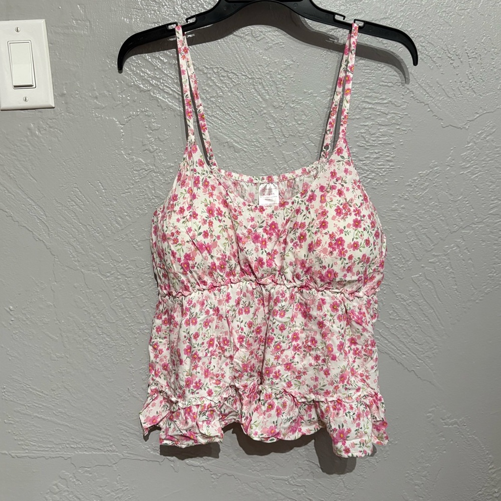 NWT No Boundaries Pink Floral Babydoll Top